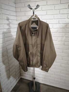 Trader Bay Men's Size Large Taupe Full Zip Lined Windbreaker Jacket